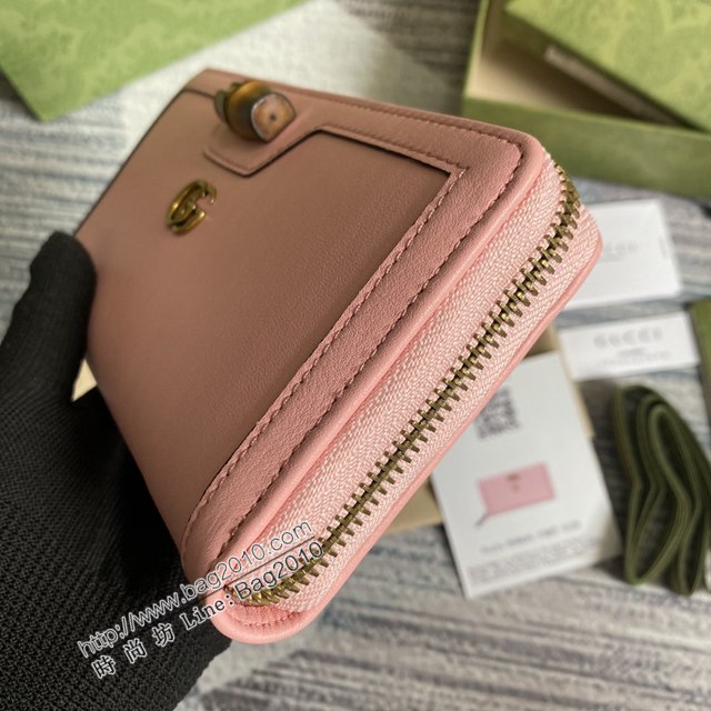 Gucci新款錢包 古馳竹子設計拉鏈女錢包 Gucci全皮純色長錢包 658634  ydg3022